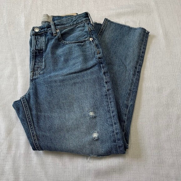 Everlane High Rise Distressed 90's The Cheeky Jeans Size 27 Crop Organic Cotton - Picture 7 of 12
